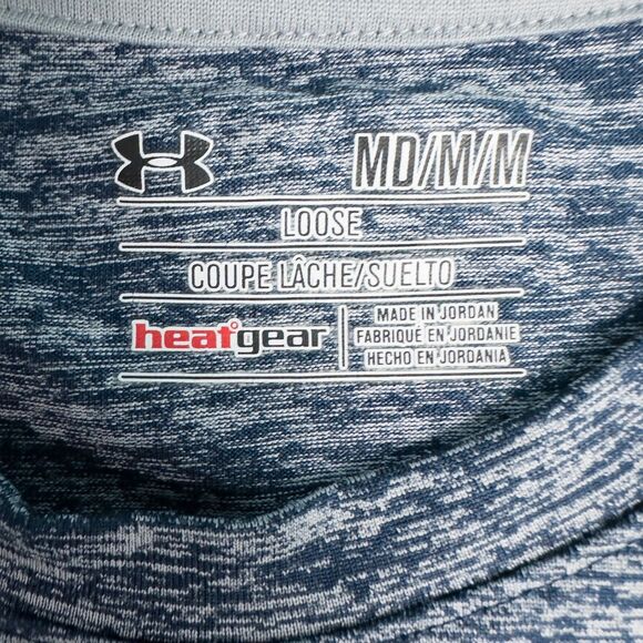 Under Armour HeatGear Tech Tee Mens Medium Loose Fit Short Sleeve Heathered Blue - Picture 3 of 10